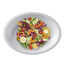 Bandeja Dura Reutilizável Oval Branco "Round" PP 31,5x22cm (25 Uds)
