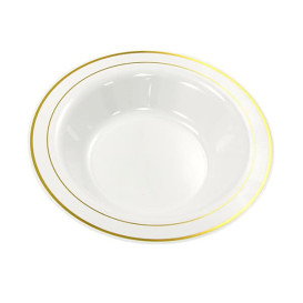 Prato Plástico Fundo Rigido Bordo Ouro 23cm (200 Uds)