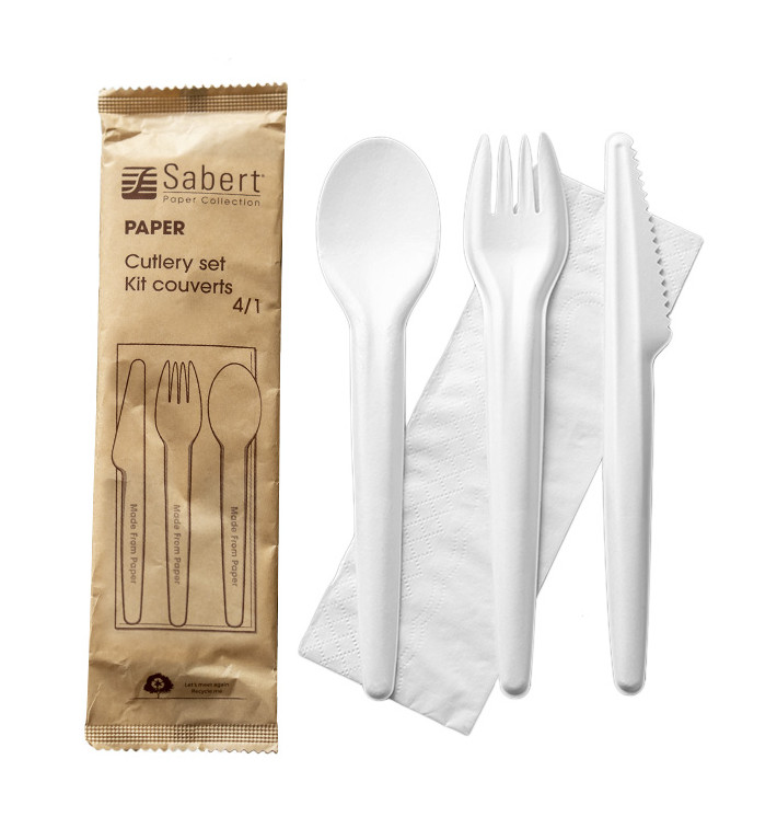 Conjunto Talheres Cartão Kraft Garfo, Faca, Colher e Guardanapo (300 Uds) Conjunto Talheres Cartão Kraft Garfo, Faca, Colher e Guardanapo (300 Uds)