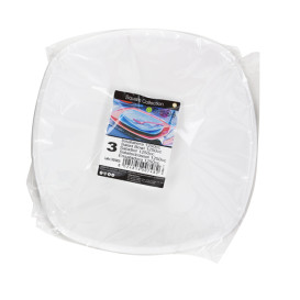 Tigela de Plastico PP "Square" Branco 1250ml Ø21cm (3 Uds)