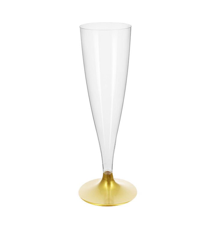 Copo Reutilizável PS Pé Ouro Champanhe 140ml 2P (400 Uds) Copo Reutilizável PS Pé Ouro Champanhe 140ml 2P (400 Uds)