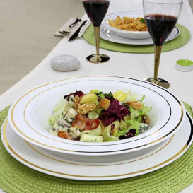 Prato Plástico Fundo Rigido Bordo Ouro 23cm (20 Uds)