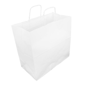 Saco de Papel com Asas Branca 35+15x30cm (25 Uds)