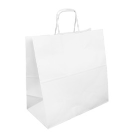 Saco de Papel com Asas Branca 35+15x30cm (25 Uds)