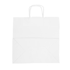 Saco de Papel com Asas Branca 35+15x30cm (25 Uds)