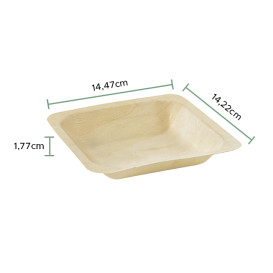 Plato de Madeira Quadrado 14,1x14,1x2,5cm (500 Uds)