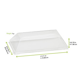 Tampa Plastico PET Transparente 13x6,5cm (25 Uds)