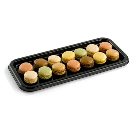 Bandeja Plastico Luxo Retang. Preto 35x16cm (50 Uds)