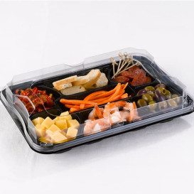 Bandeja Plastico Luxo 7 C. Preto Tapa 35x24cm (25 Uds)