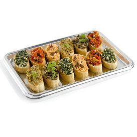 Bandeja Plastico Luxo Retang. Prata 35x24cm (5 Uds)