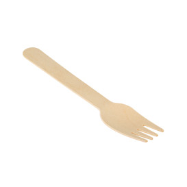 Garfo em Madeira Descartável Enfundado 16cm (500 Uds)