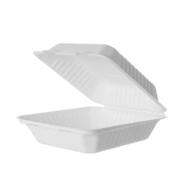 Embalagem Cana-de-açúcar com PLA Branco 20x20x7,5cm (200 Uds) Embalagem Cana-de-açúcar com PLA Branco 20x20x7,5cm (200 Uds)
