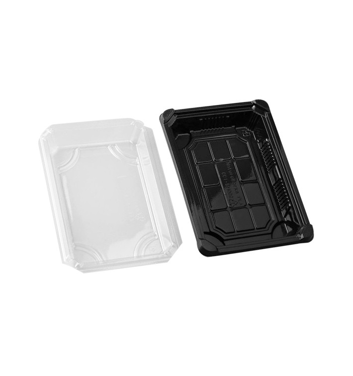 Embalagem com Tampa Sushi PLA Preto 13,0x18,0 cm (100 Uds) Embalagem com Tampa Sushi PLA Preto 13,0x18,0 cm (100 Uds)