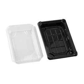 Embalagem com Tampa Sushi PLA Preto 13,0x18,0 cm (600 Uds)