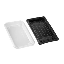 Embalagem com Tampa Sushi PLA Preto 15,0x23,0 cm (100 Uds)