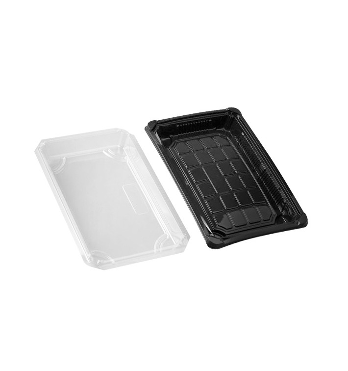 Embalagem com Tampa Sushi PLA Preto 15,0x23,0 cm (100 Uds)