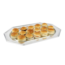 Bandeja Plastico Luxo Octog. Prata 46x30 cm (5 Uds)