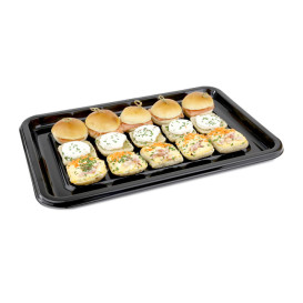Bandeja Plastico Luxo Retang. Preto 46x30cm (10 Uds)