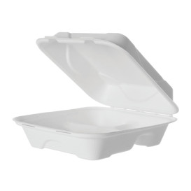 Embalagem Cana-de-açúcar Branco 3C 20x20x7,5cm (50 Uds)