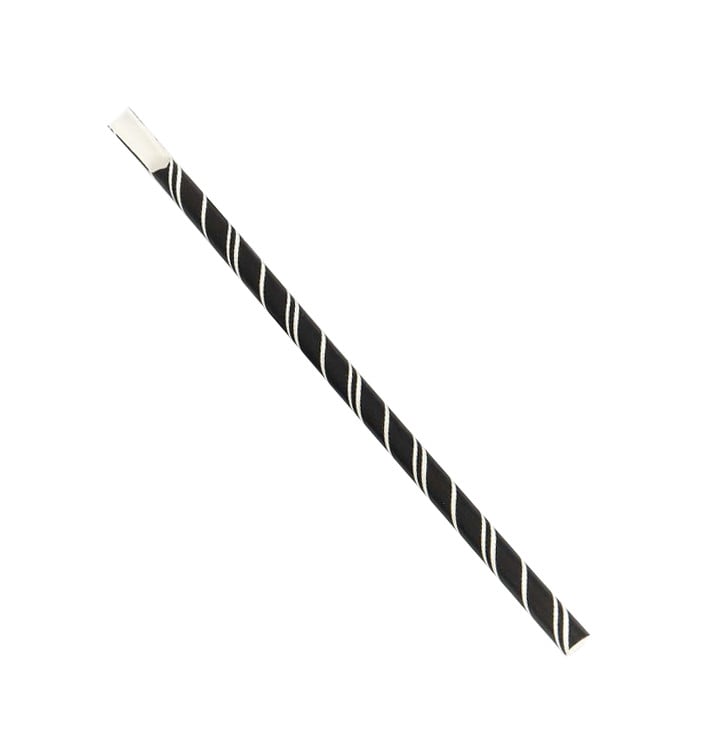 Palhinha Colher Papel Pret Riscas Brancas Ø8mm 20cm (100 Uds) Palhinha Colher Papel Pret Riscas Brancas Ø8mm 20cm (100 Uds)
