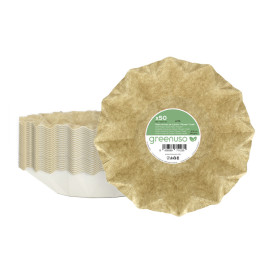 Prato Fundo de Cartão Kraft "Flower" Ø16cm 245g/m² (50 Uds)