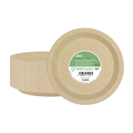 Prato de Cartão Redondo Anti-Gordura Kraft Ø22cm 245g/m² (50 Uds)