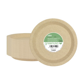 Prato de Cartão Redondo Anti-Gordura Kraft Ø22cm 195g/m² (450 Uds)