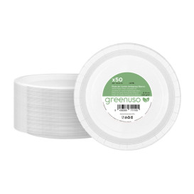 Prato de Cartão Redondo Anti-Gordura Branco Ø18cm 220g/m² (50 Uds)