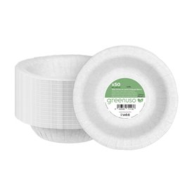 Prato Fundo de Cartão Anti-Gordura Branco Ø19cm 250g/m² (50 Uds)