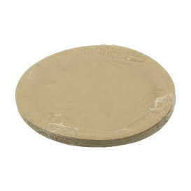 Prato de Cartão Redondo "Radial" Kraft Ø18cm 200gr/m² (50 Uds)