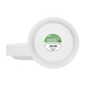 Prato de Cartão Redondo "Radial" Branco Ø23cm 200gr/m² (50 Uds)