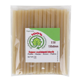 Palhinha Eco Direita em Cana-de-açúcar Ø0,8cm 15cm (50 Uds)