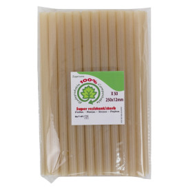 Palhinha Eco Direita em Cana-de-açúcar Ø1,2cm 25cm (50 Uds)