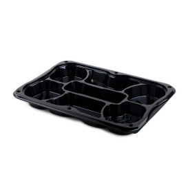 Bandeja Plastico Luxo 7 C. Preto Tapa 35x24cm (25 Uds)