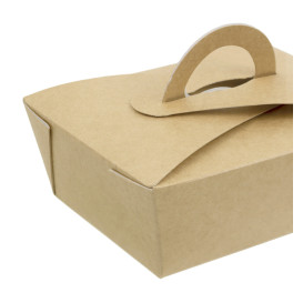 Caixa TakeAway com alça Kraft 12x9x5cm (350 Uds)