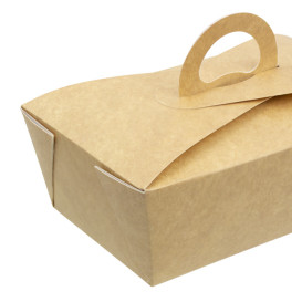 Caixa TakeAway com alça Kraft 16x9,5x6cm (25 Uds)