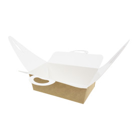 Caixa TakeAway com alça Kraft 16x9,5x6cm (25 Uds)