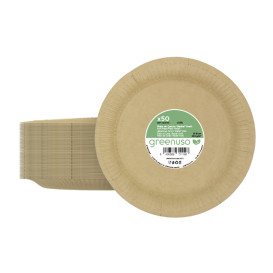 Prato de Cartão Redondo "Radial" Kraft Ø18cm 200gr/m² (650 Uds)