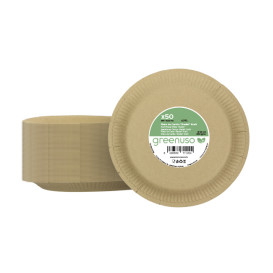 Prato de Cartão Redondo "Radial" Kraft Ø23cm 200gr/m² (50 Uds)