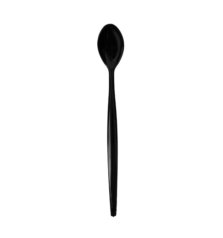 Colher de Gelado de PS Preta 21cm (100 Uds) Colher de Gelado de PS Preta 21cm (100 Uds)