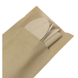 Set Talheres Madeira Garfo, Faca, Colher e Guardanapo (1.200 Uds)