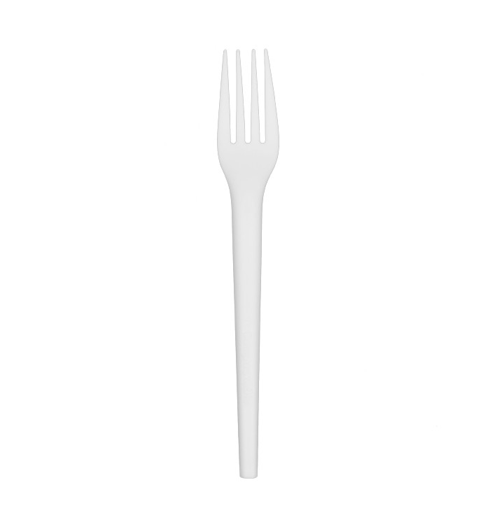 Garfo Compostável Reutilizável CPLA Branco 17cm (2.000 Uds) Garfo Compostável Reutilizável CPLA Branco 17cm (2.000 Uds)