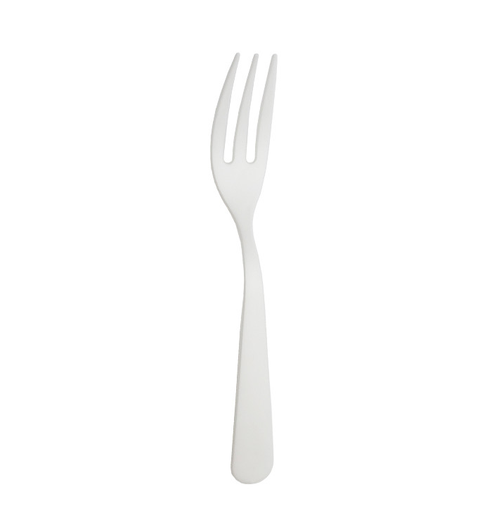 Garfo Compostável Reutilizável CPLA Branco 10cm (100 Uds) Garfo Compostável Reutilizável CPLA Branco 10cm (100 Uds)