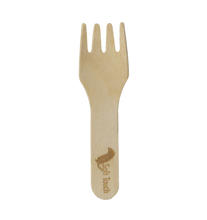 Mini Garfo de Madeira “Soft” 7,5cm (100 Uds) Mini Garfo de Madeira “Soft” 7,5cm (100 Uds)