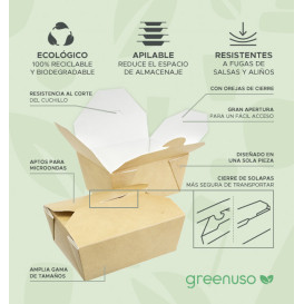 Caixa TakeAway Kraft 13x8,5x6cm 700ml (360 Uds) Caixa TakeAway Kraft 13x8,5x6cm 700ml (360 Uds)