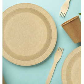 Prato de Cartão Redondo Anti-Gordura Kraft Ø18cm 245g/m² (50 Uds)