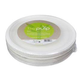 Prato Bio da cana-de-açúcar Branco Ø26cm (50 Uds)