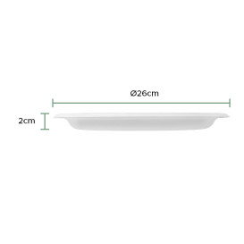 Prato Bio da cana-de-açúcar Branco Ø26cm (50 Uds)