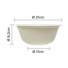 Tigela Cana-de-açúcar 1400ml Ø21x8cm (75 Uds)
