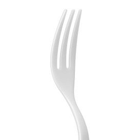Garfo Compostável Reutilizável CPLA Branco 10cm (100 Uds)